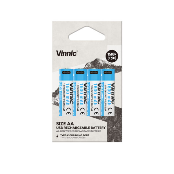 VPRB-UC2A-4PC Packaging Front Paper li-ion chargeable Batteries